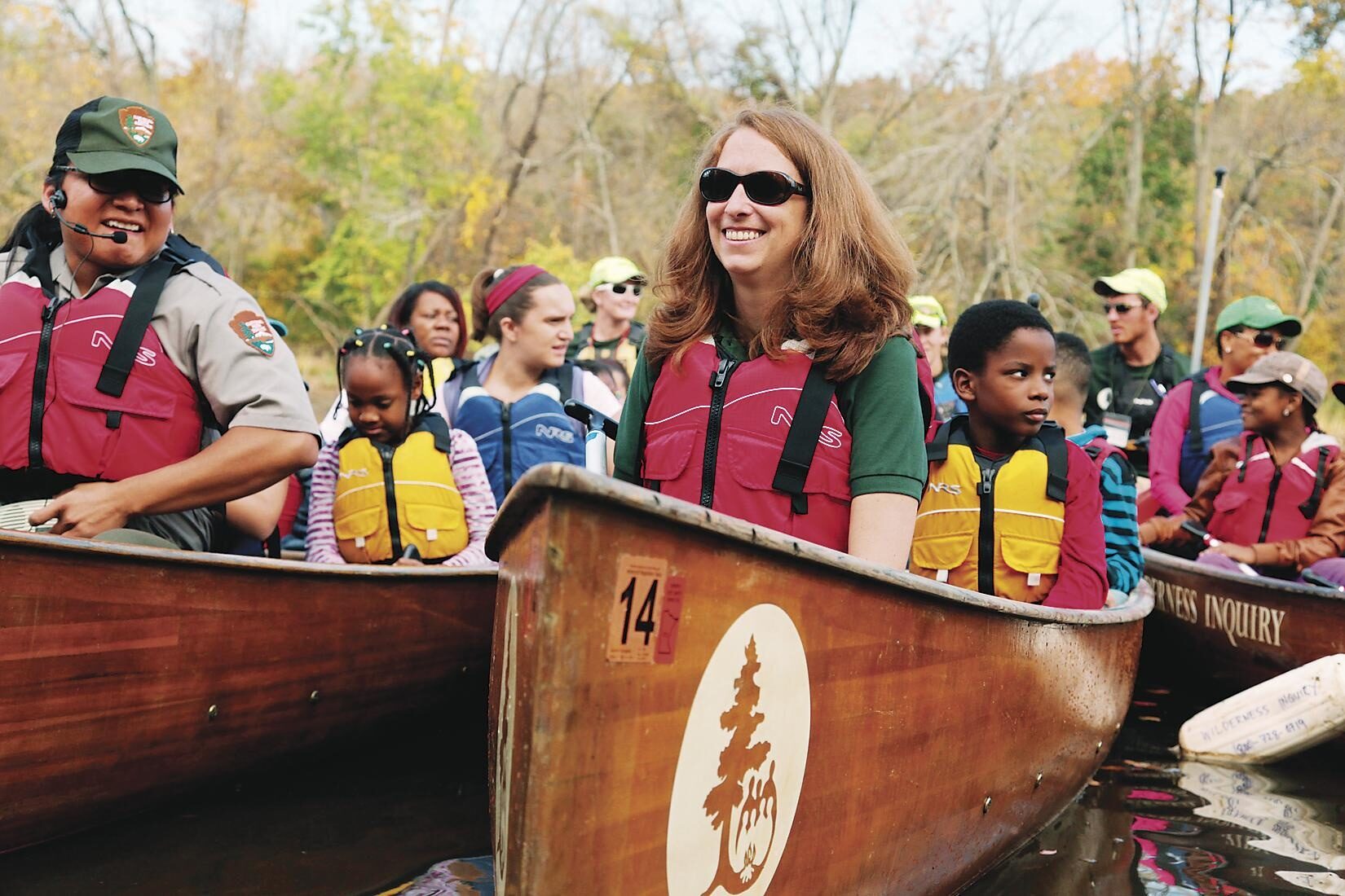 The National Parks Conservation Association now works in cities as part of a long-term plan to seek more diverse support. Here, staff members take local kids on a canoe trip down Washington’s Anacostia River.