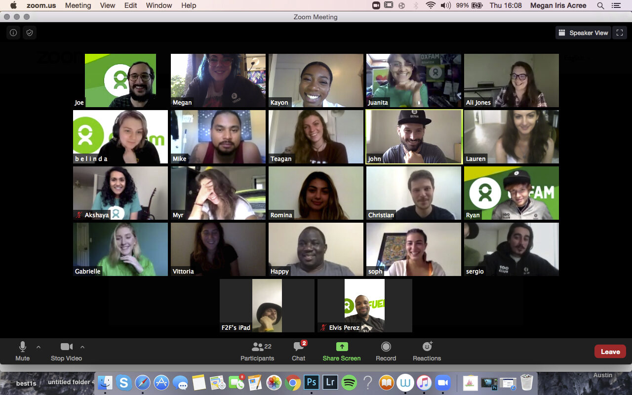 The face-to-face fundraising team at Oxfam America meets virtually before calling donors.