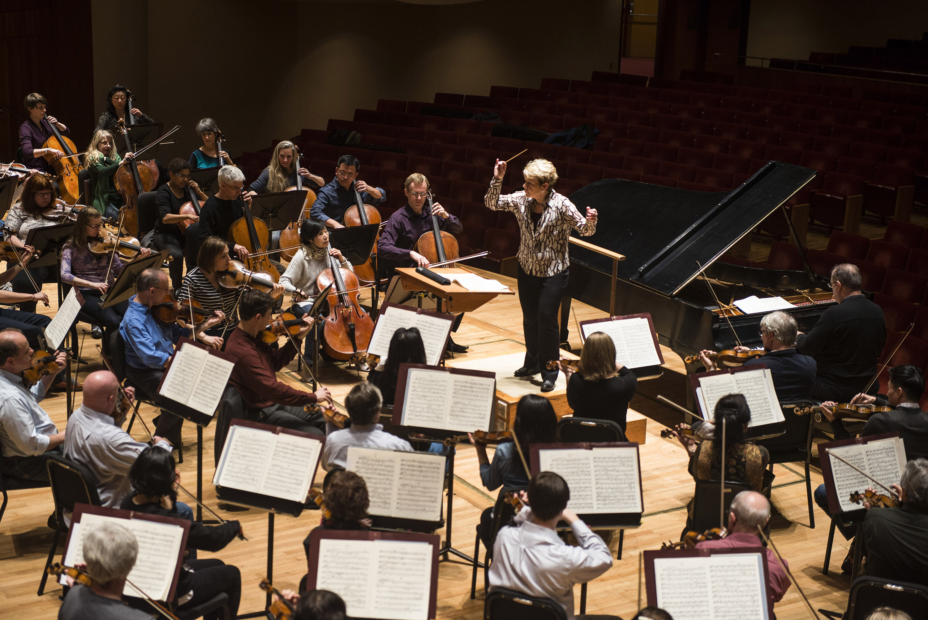 Marin Alsop, the Baltimore Symphony Orchestra’s director, during a rehearsal at The Joseph Meyerhoff Symphony Hall.