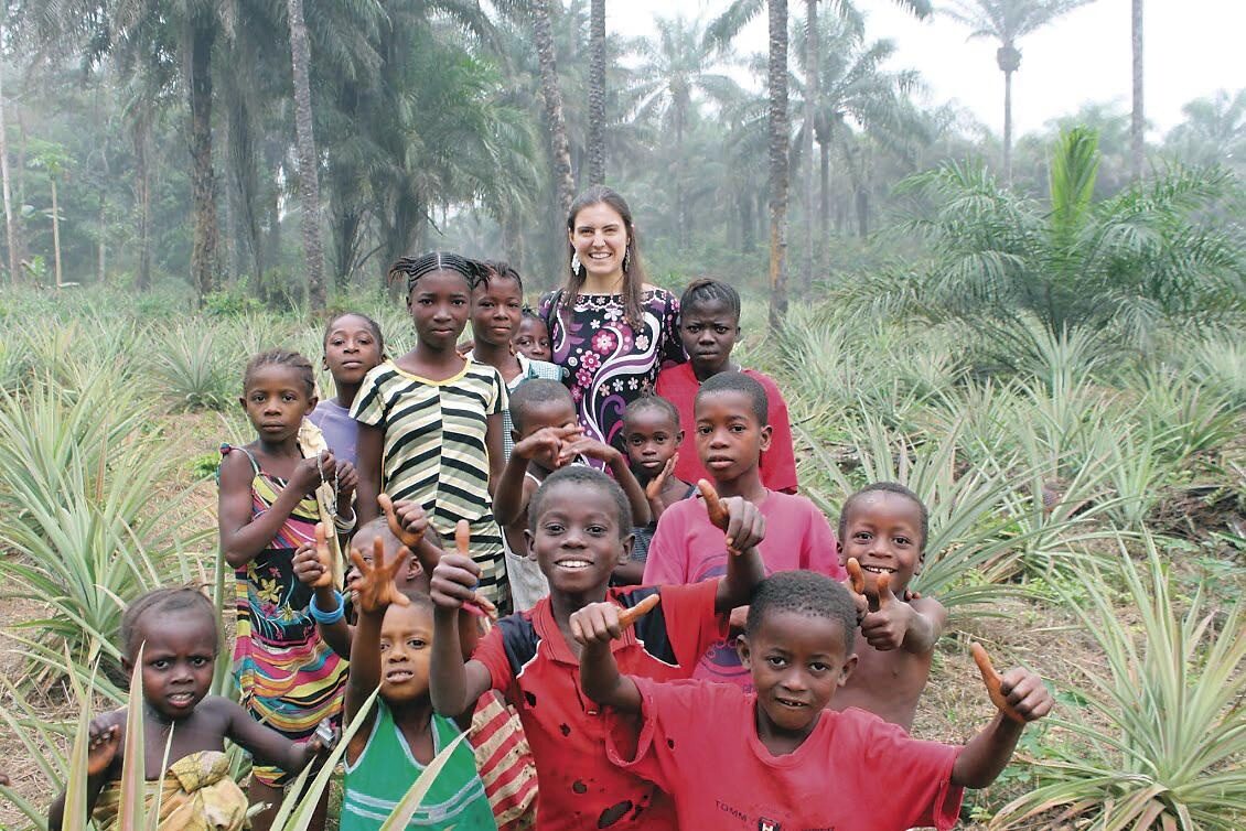 Katherine Lorenz, the 34-year-old president of the Cynthia and George Mitchell Foundation, on a visit to Sierra Leone.