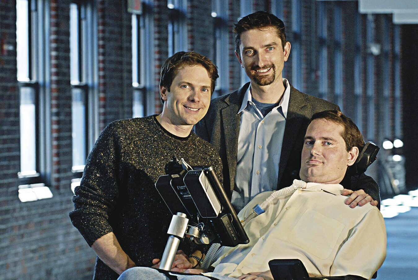 BROTHER’S KEEPERS: Jamie and Ben Heywood (left and center) founded a Facebook-like social network for patients fighting serious illnesses as their brother, Stephen, neared the end of a battle with ALS.