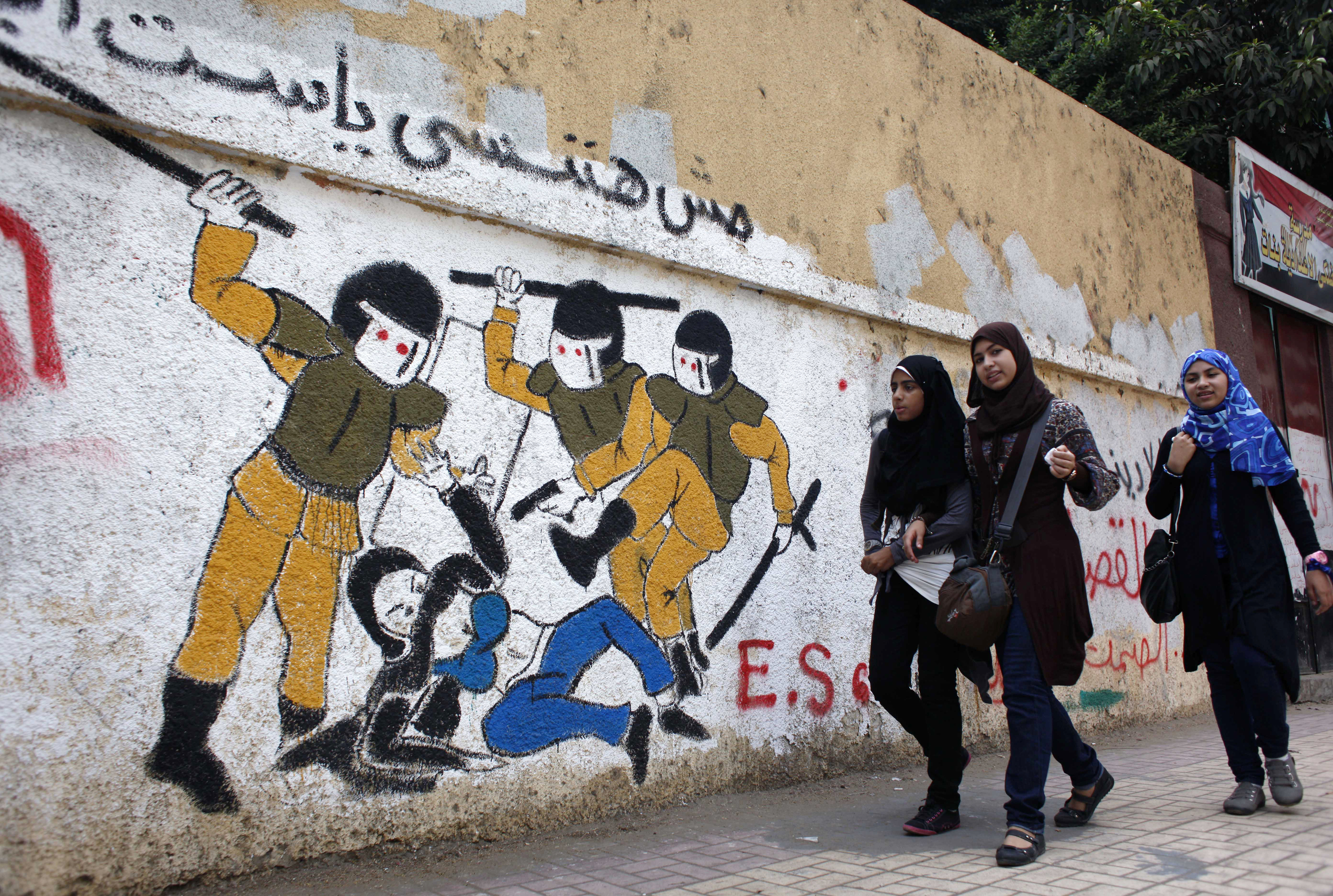 Machine language allows Leonard Bogdonoff, an Emergent grant recipient, to compile information quickly on a large number of pieces of art, including this graffiti, created by protesters of an autocratic crackdown in Egypt during the Arab Spring.