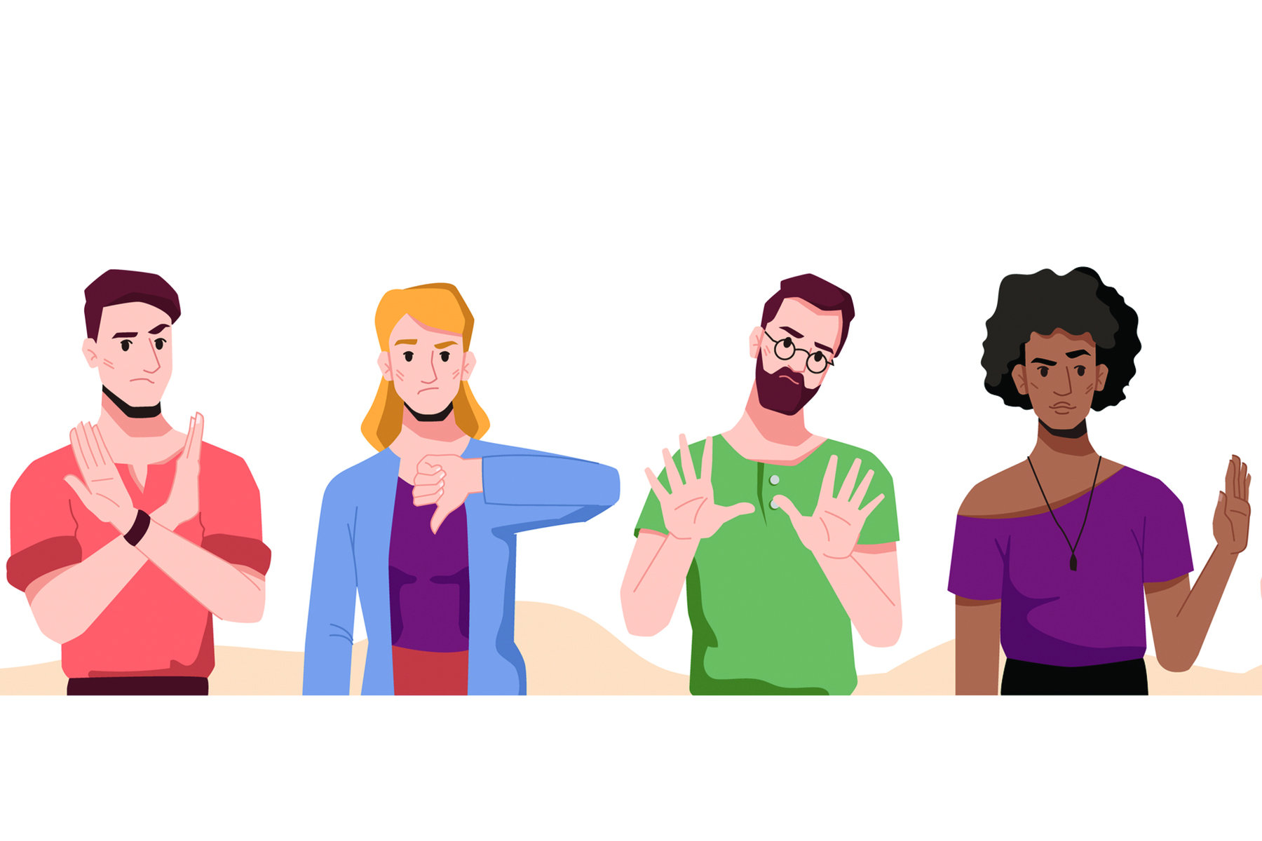 illustration of people being skeptical or distrustful