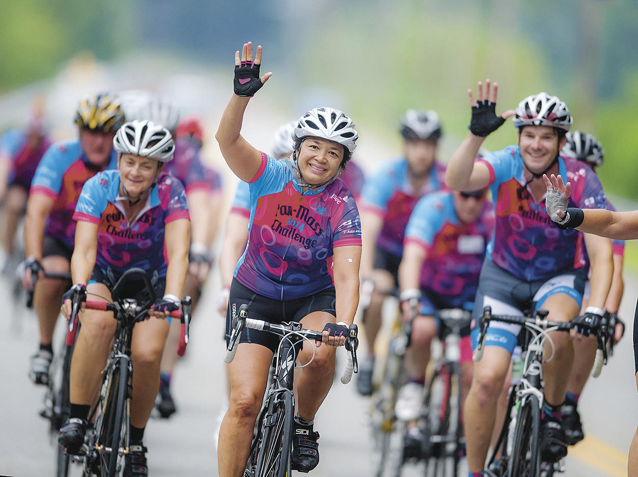 PEDAL POWER: Riders in the 2014 Pan-Mass Challenge brought in an average
of more than $7,000 each—a record-breaking total of $41-million.
