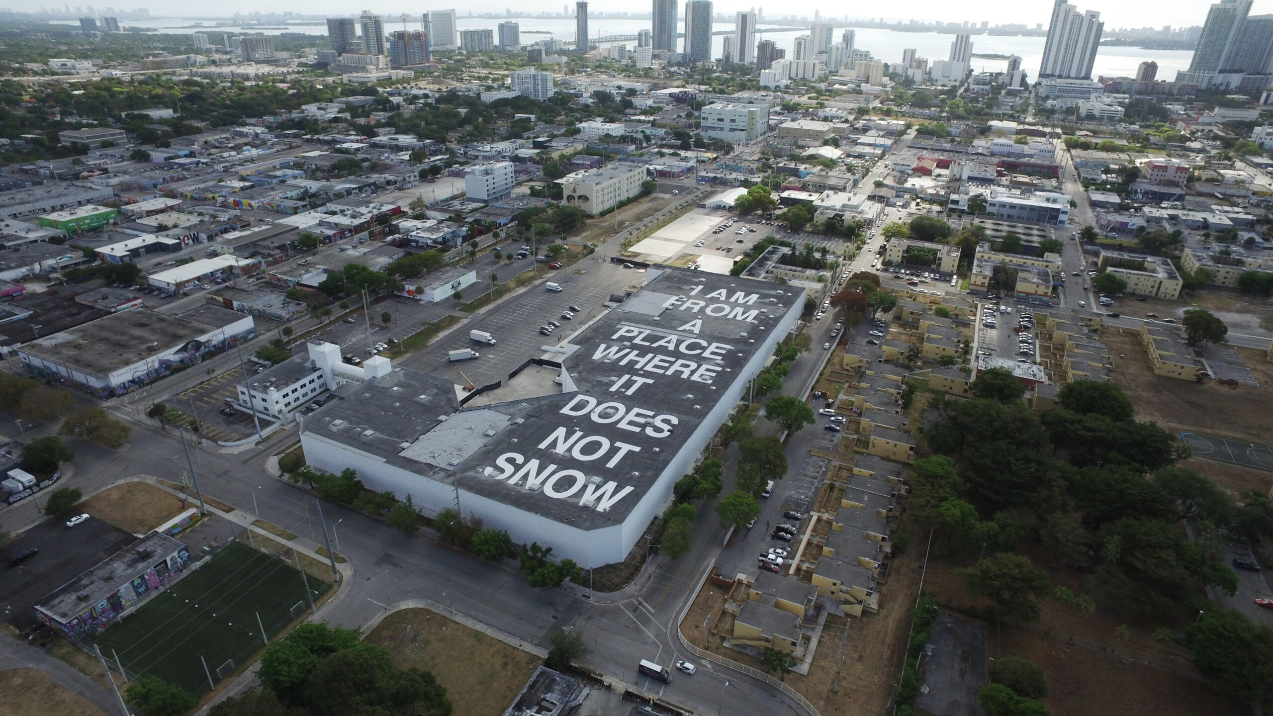 O, Miami poem on rooftop in Miami, Florida.