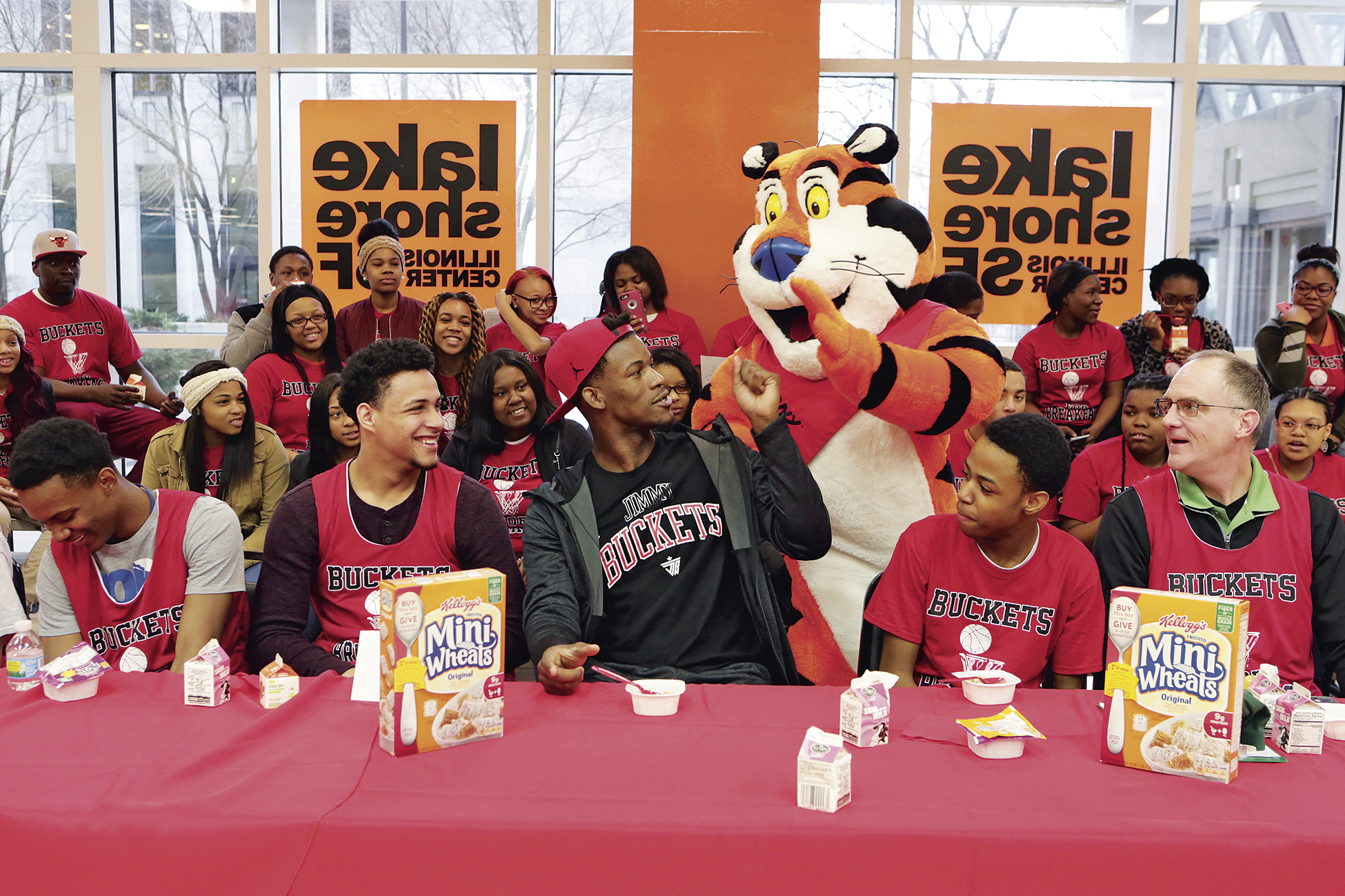 BREAKFAST SPOTLIGHT: Share Our Strength helped shine a light on its corporate partner, Kellogg’s, with an event to raise awareness of child hunger. Guests included Jimmy Butler of the Chicago Bulls and Tony the Tiger.