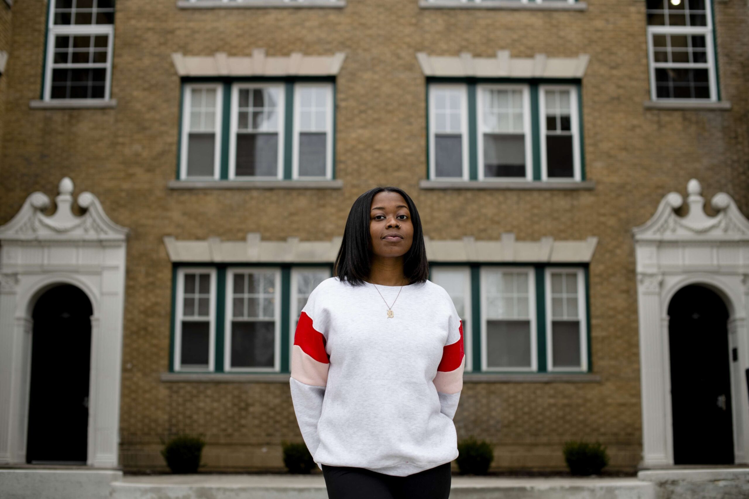 Cheryl Anderson, 22, at her home, located in the first affordable apartment building created with support from the Detroit Housing for the Future Fund, in Detroit, Michigan, on March 2, 2023.