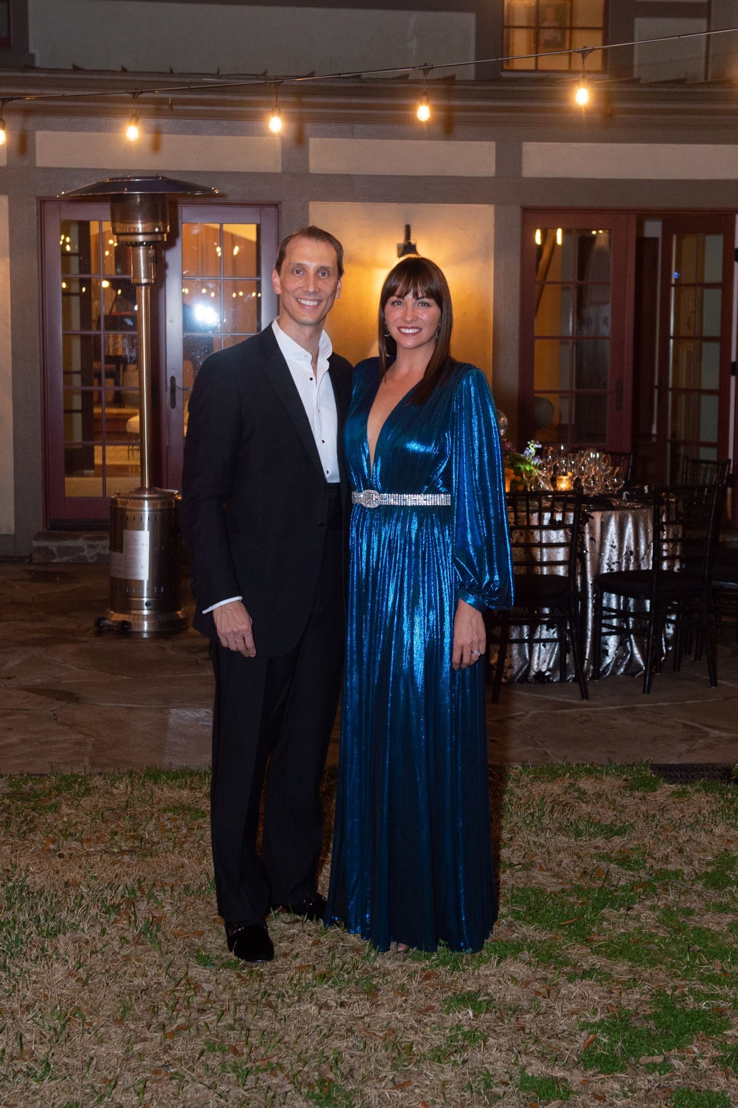 Nick and Beth Zdeblick at the small black-tie gathering they held in their backyard as part of the ballet’s spring gala in March.