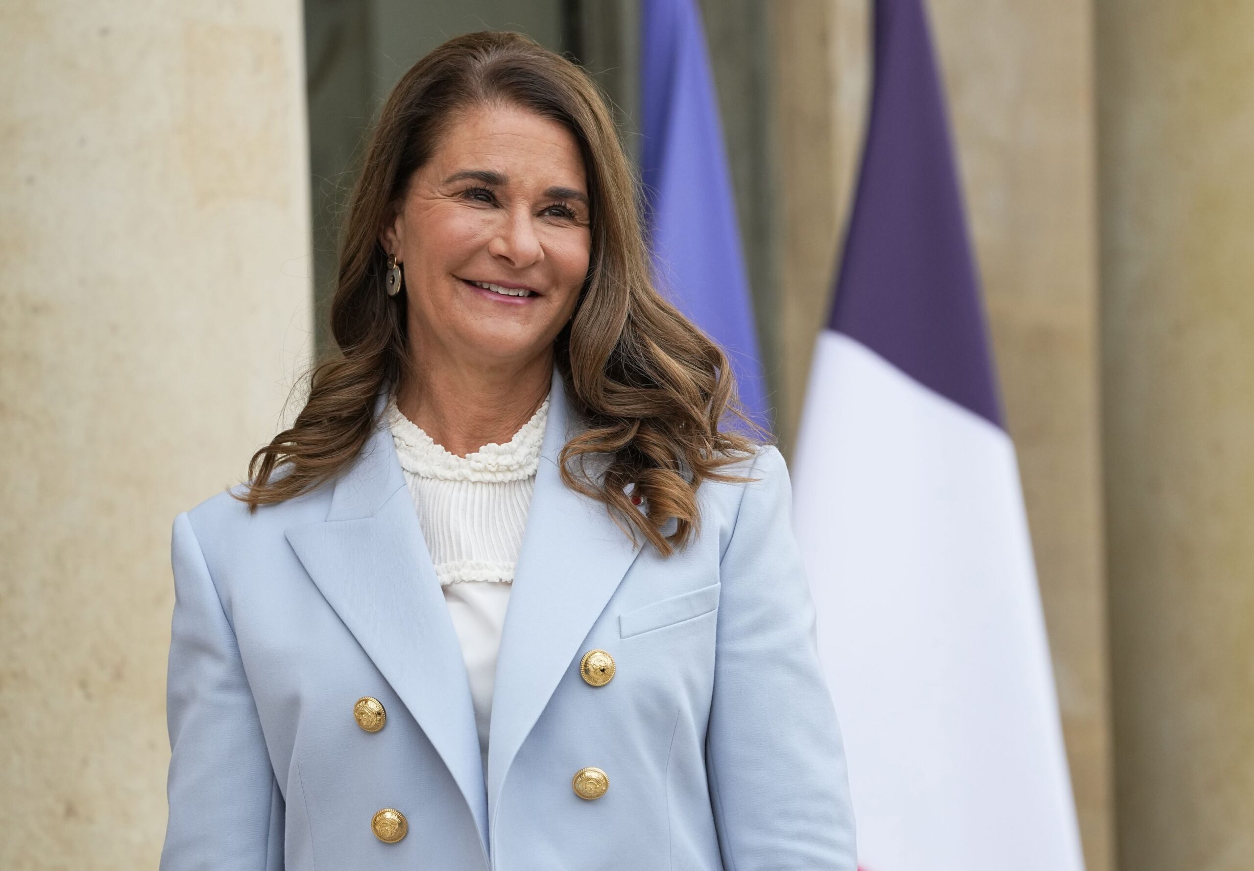  In this July 1, 2021 file photo, Melinda Gates, Co-Chair of the Bill and Melinda Gates Foundation poses for photographers as she arrives for a meeting after a meeting on the sideline of the gender equality conference at the Elysee Palace in Paris.