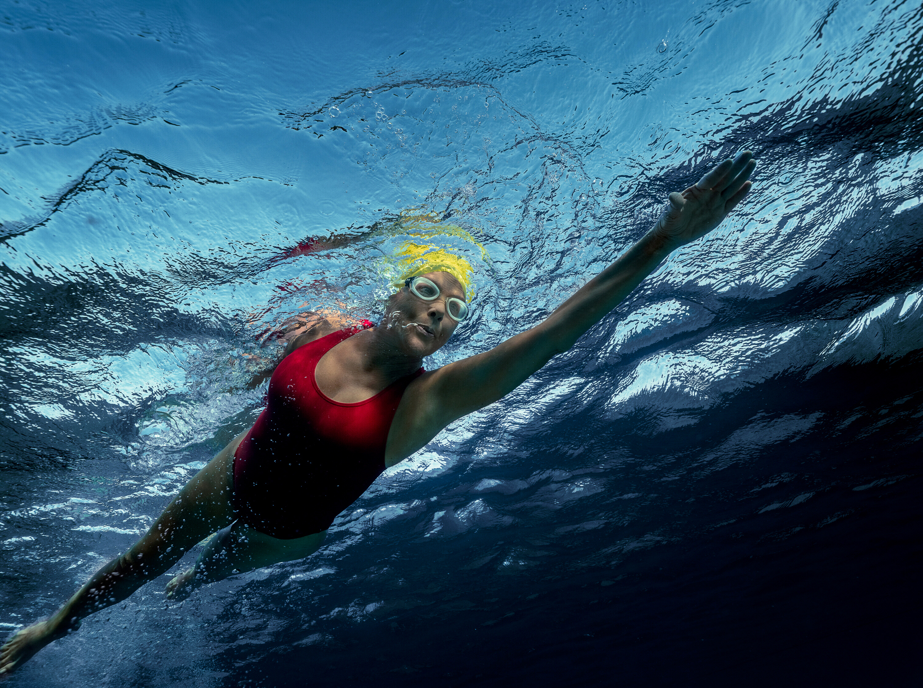 Nyad (2023), Directed by Jimmy Chin, Elizabeth Chai Vasarhelyi. Shown: Annette Bening (as Diana Nyad).