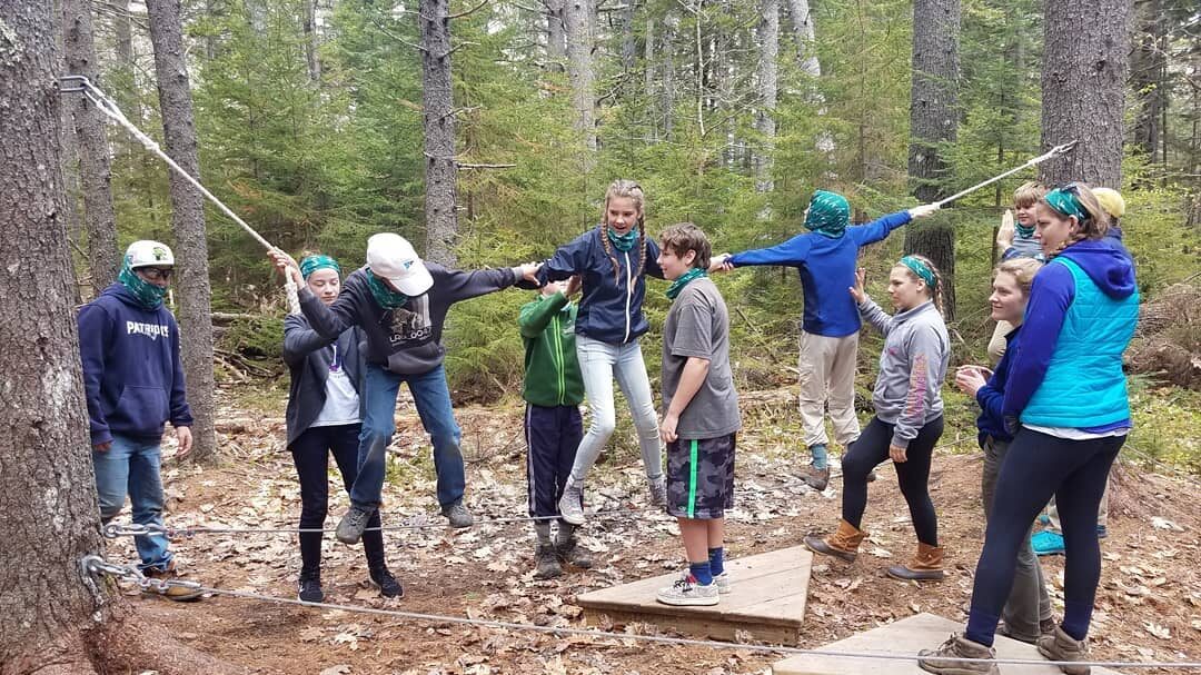 Students participate in a trust-building exercise in a summer camp program supported by the Rural Futures Fund.