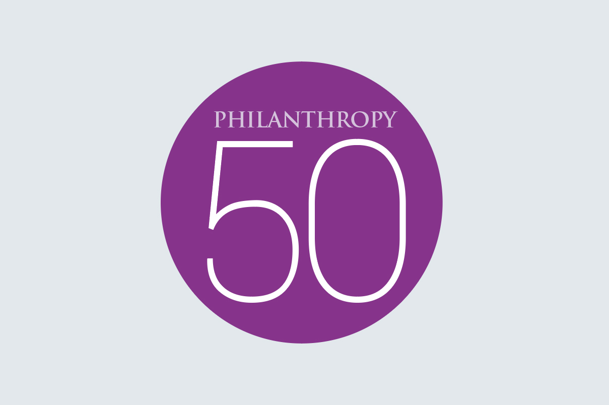 Philanthropy 50 logo blue background