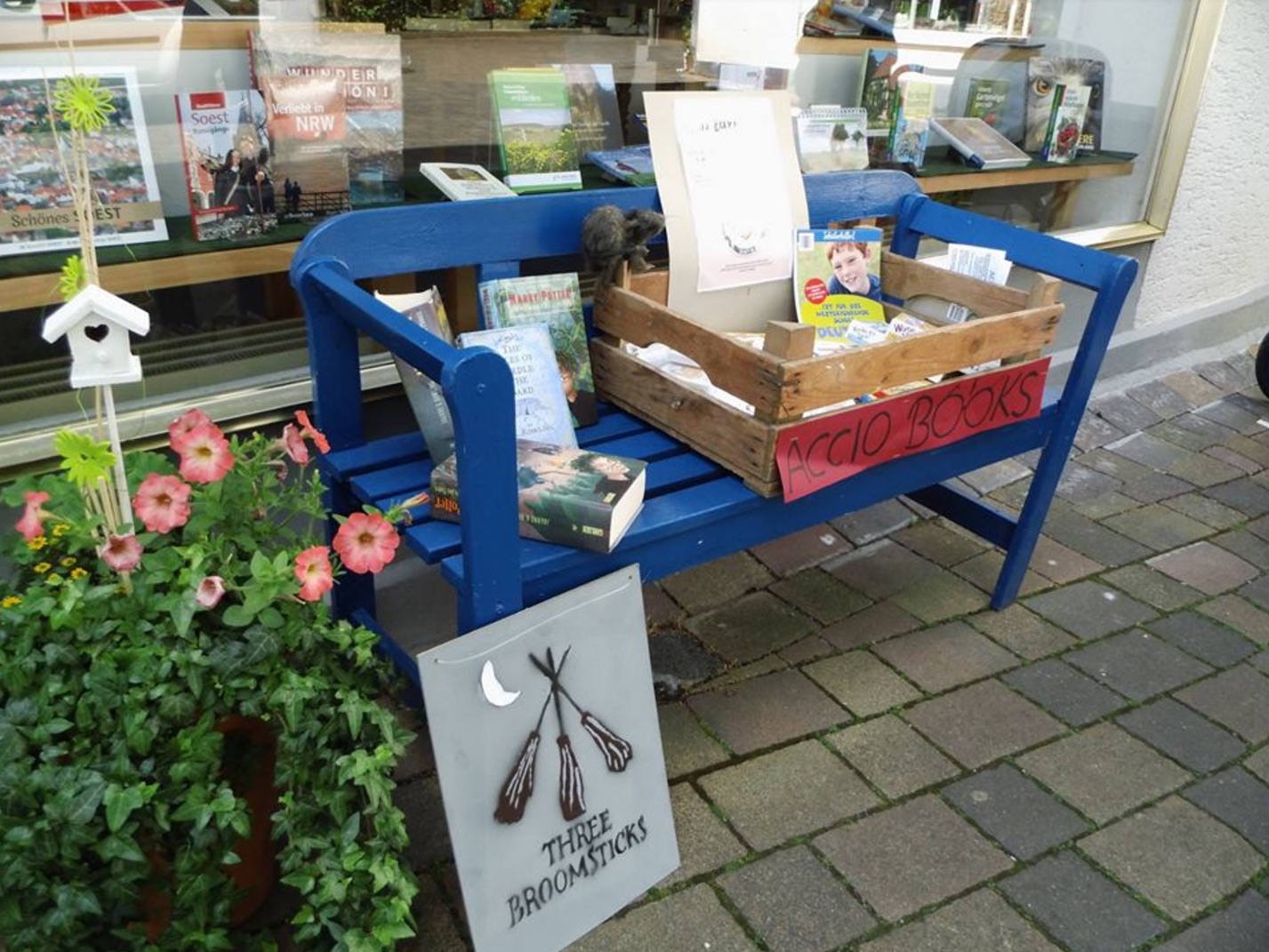 The ‘Accio Books’ campaign collects books and donates to communities in need. Pictured here is a collection station from a Harry Potter Alliance chapter in Germany.