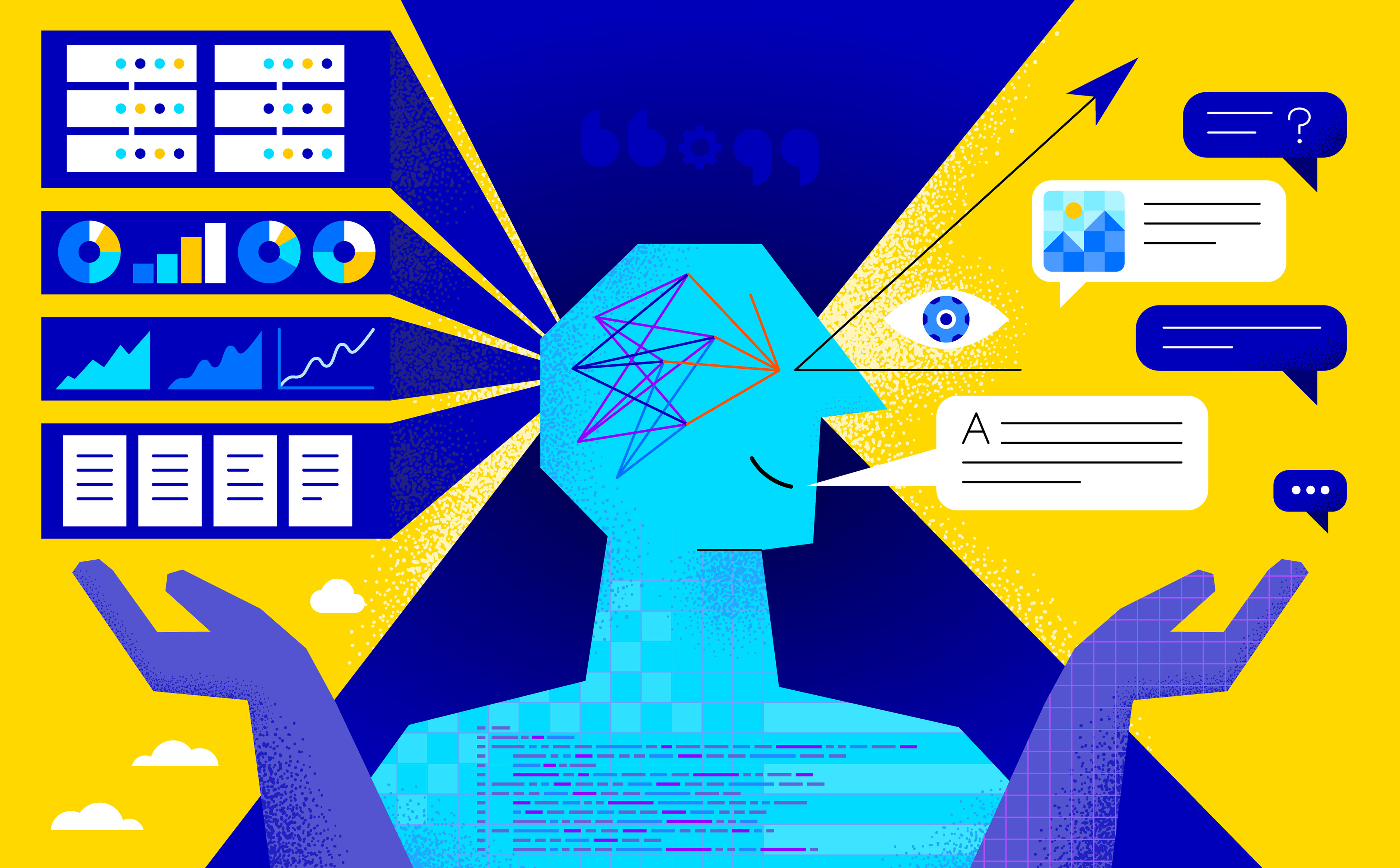 Artificial intelligence concept. Chatbot service and support. Robot communicating. (Getty Images)