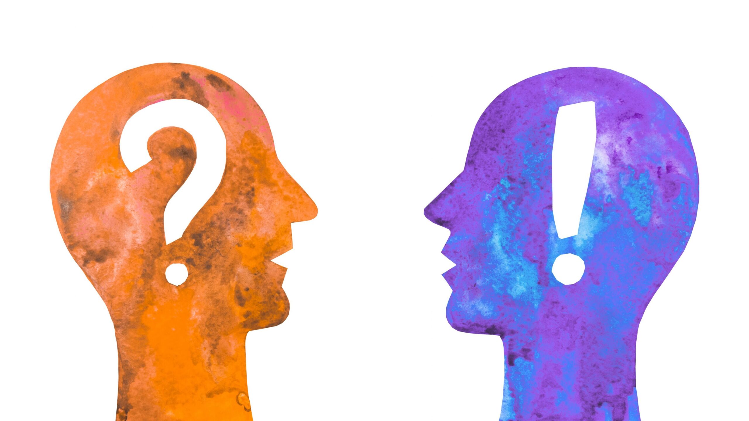 White background. Communication between two people