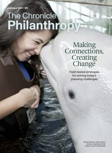 A woman with a dolphin On the cover: How nonprofits are tackling today's most pressing challenges, from winning over Gen Z donors to building partnerships that last.