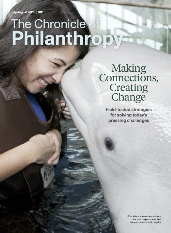 A woman with a dolphin On the cover: How nonprofits are tackling today's most pressing challenges, from winning over Gen Z donors to building partnerships that last.